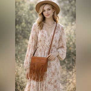 Patricia Nash Leather Fringed & Fabulous Crossbody Boho Western Indie Purse Bag